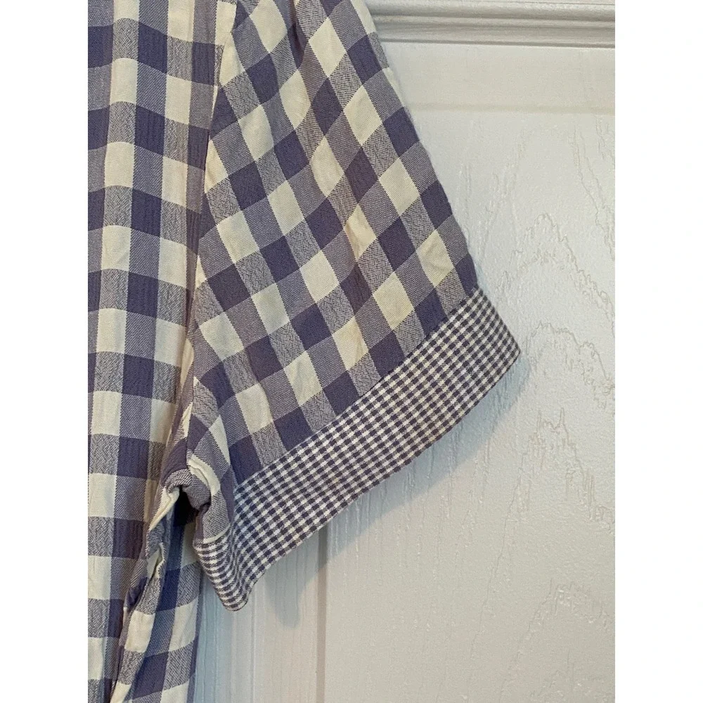 Vintage SL Fashions Gingham Maxi Dress Blue White Cottagecore Button Back Size 6